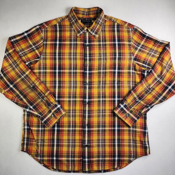 Banana Republic Other - Banana Republic Men's Size XL Brownish Gold Plaid Striped Button Down Lumberjack